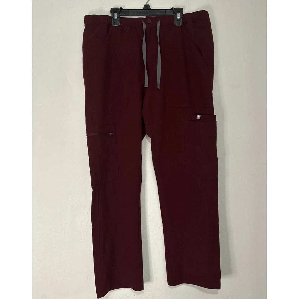 Figs Technical Collection Kade Wine Color Cargo‎ Scrub Womens Pants Sz M/S